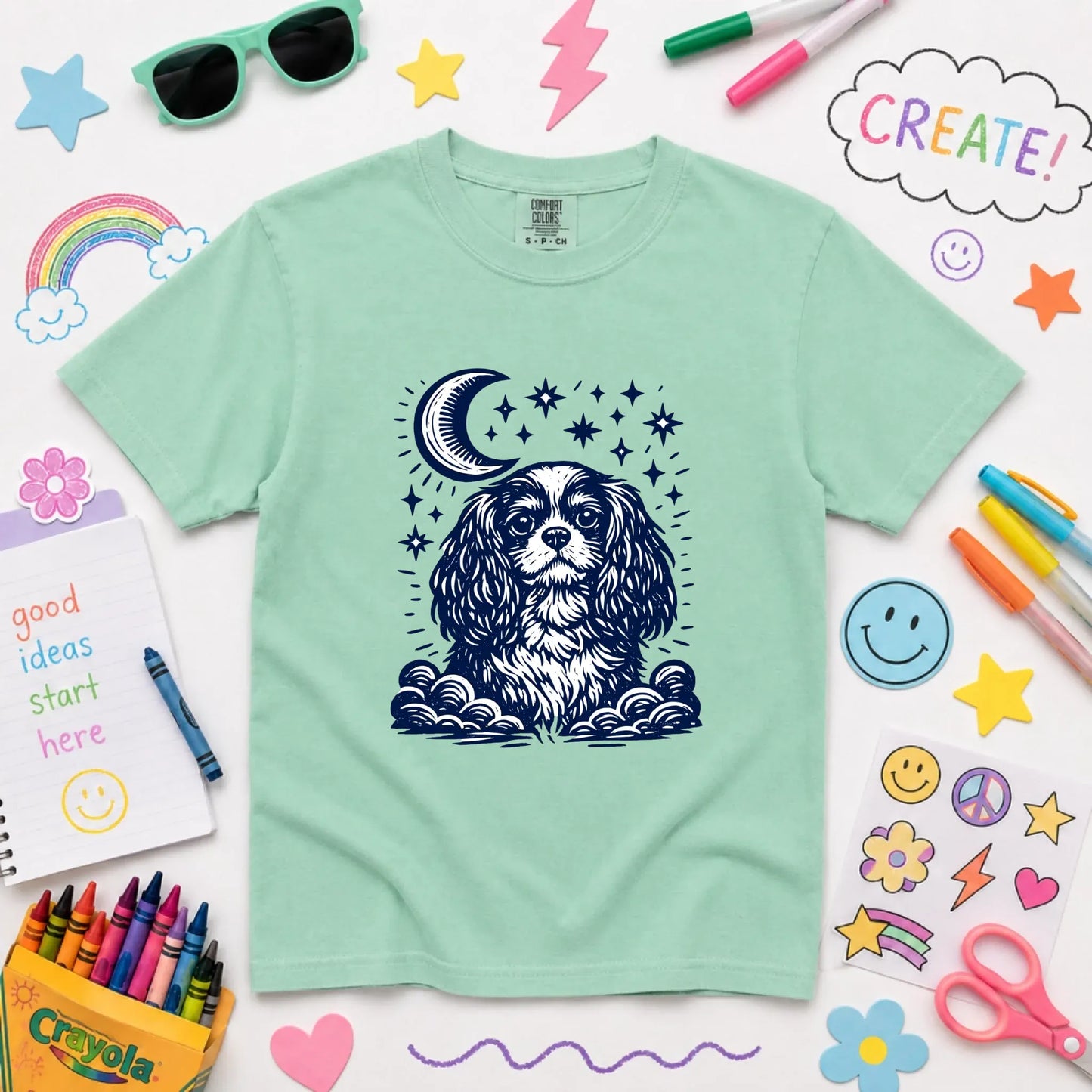 Youth Tshirt Island Reef / XS Cavalier Moon and Stars Nighttime Unisex YOUTH Tshirt