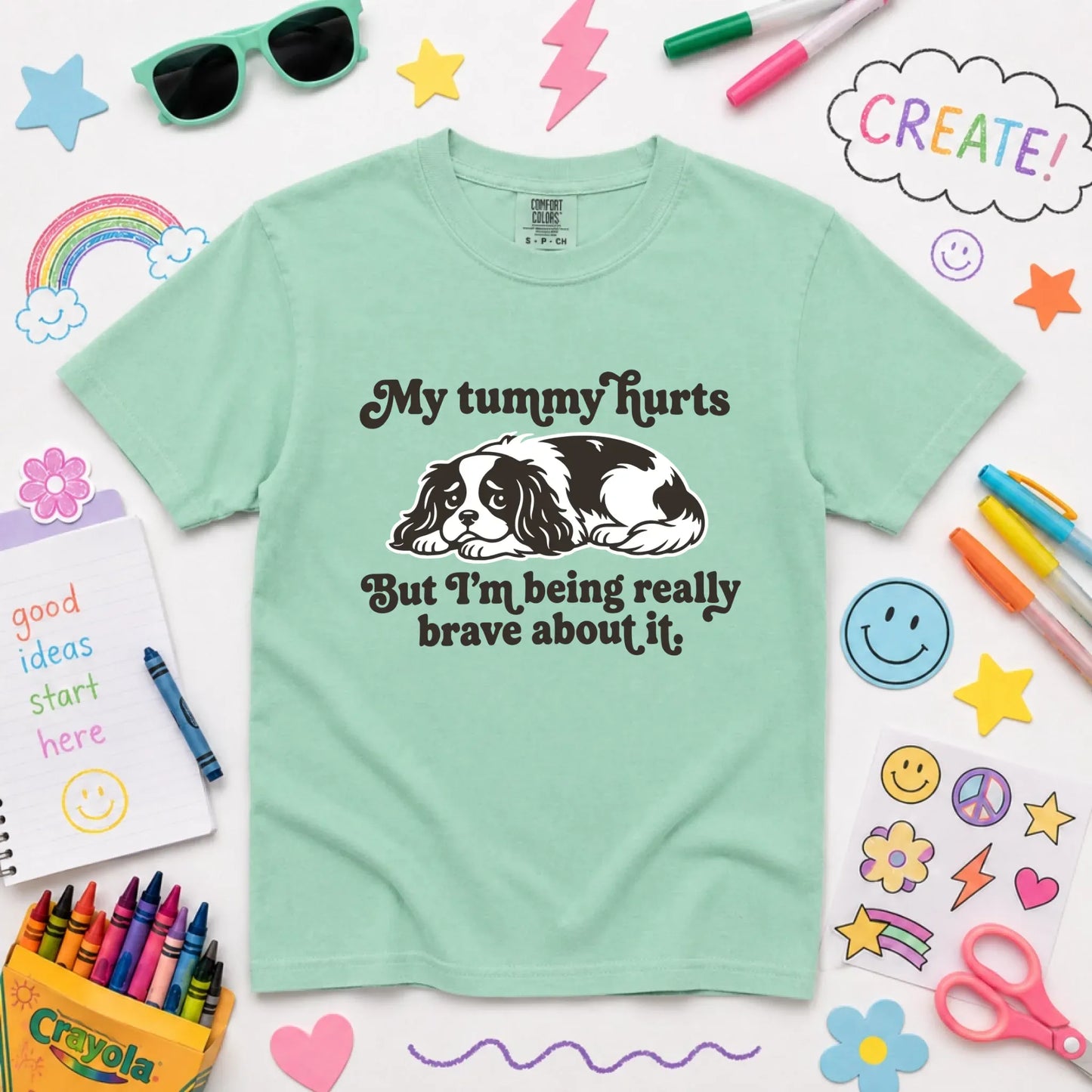 Cavalier My Tummy Hurts Funny Unisex Youth Tshirt Island Reef