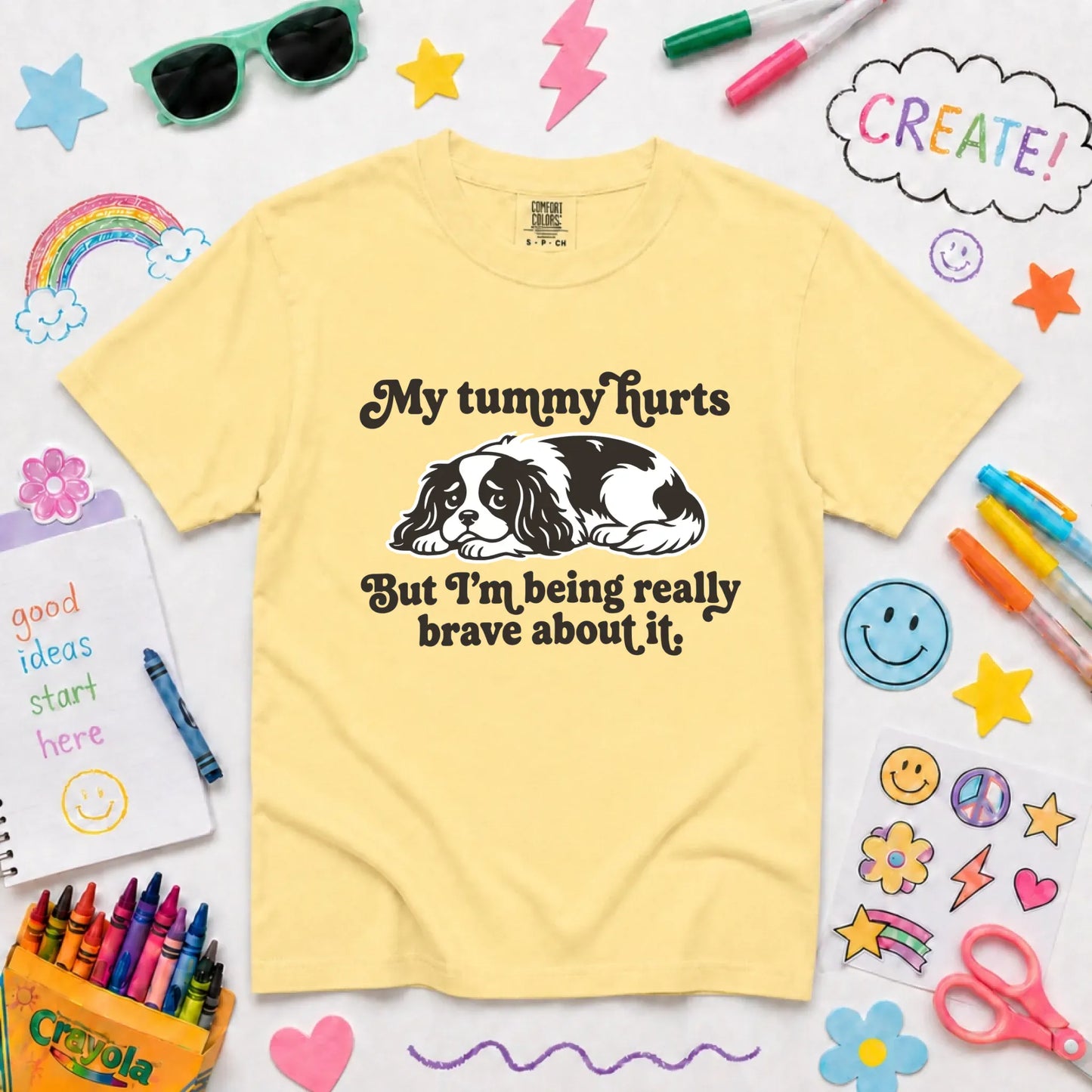 Cavalier My Tummy Hurts Funny Unisex Youth Tshirt Butter