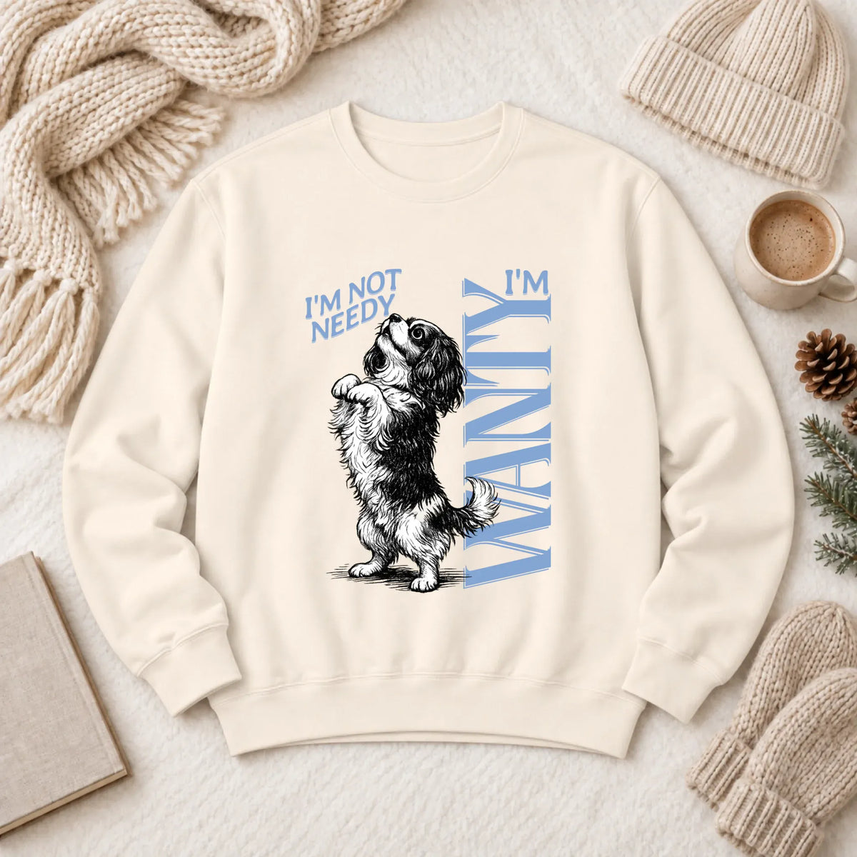Cavalier Needy Begging Unisex Sweatshirt Ivory