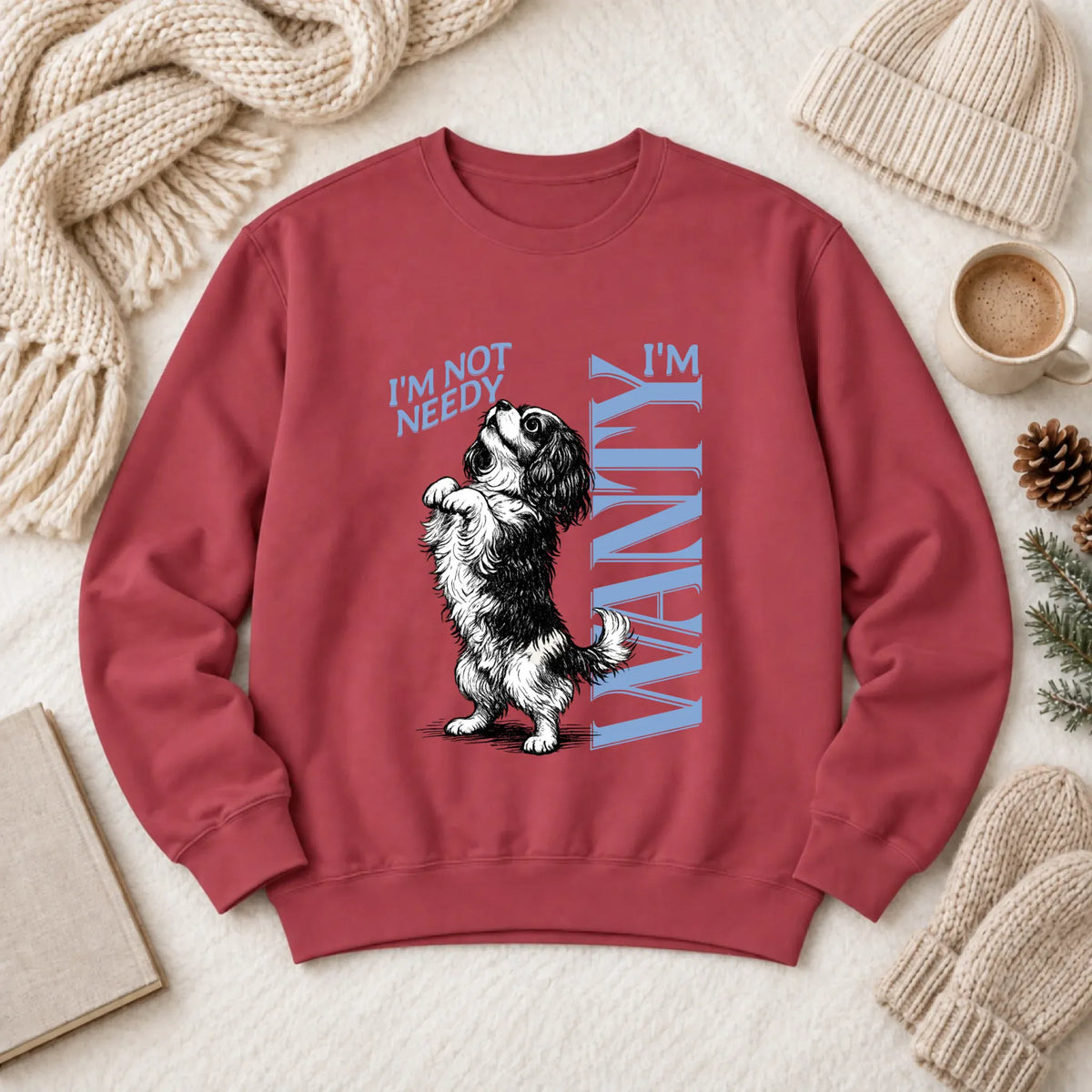 Cavalier Needy Begging Unisex Sweatshirt Crimson