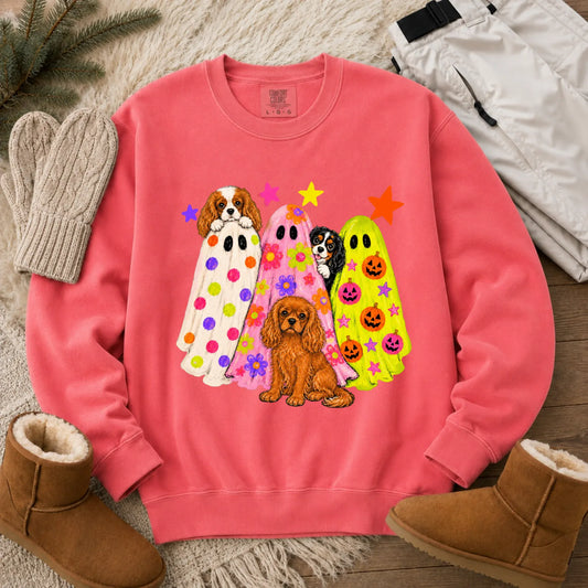 Cavalier Neon Ghosts Halloween Unisex Sweatshirt Watermelon