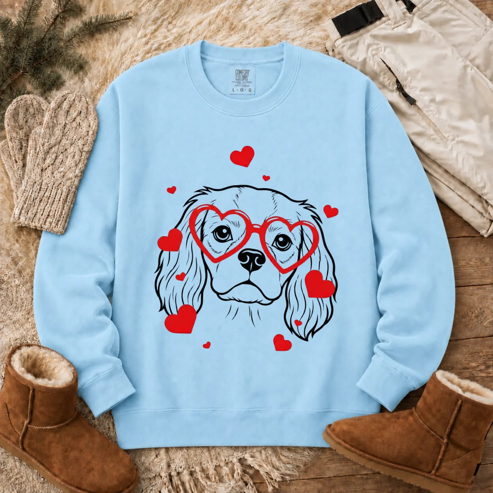Cavalier Nerdy Love Valentine Unisex Sweatshirt Chambray