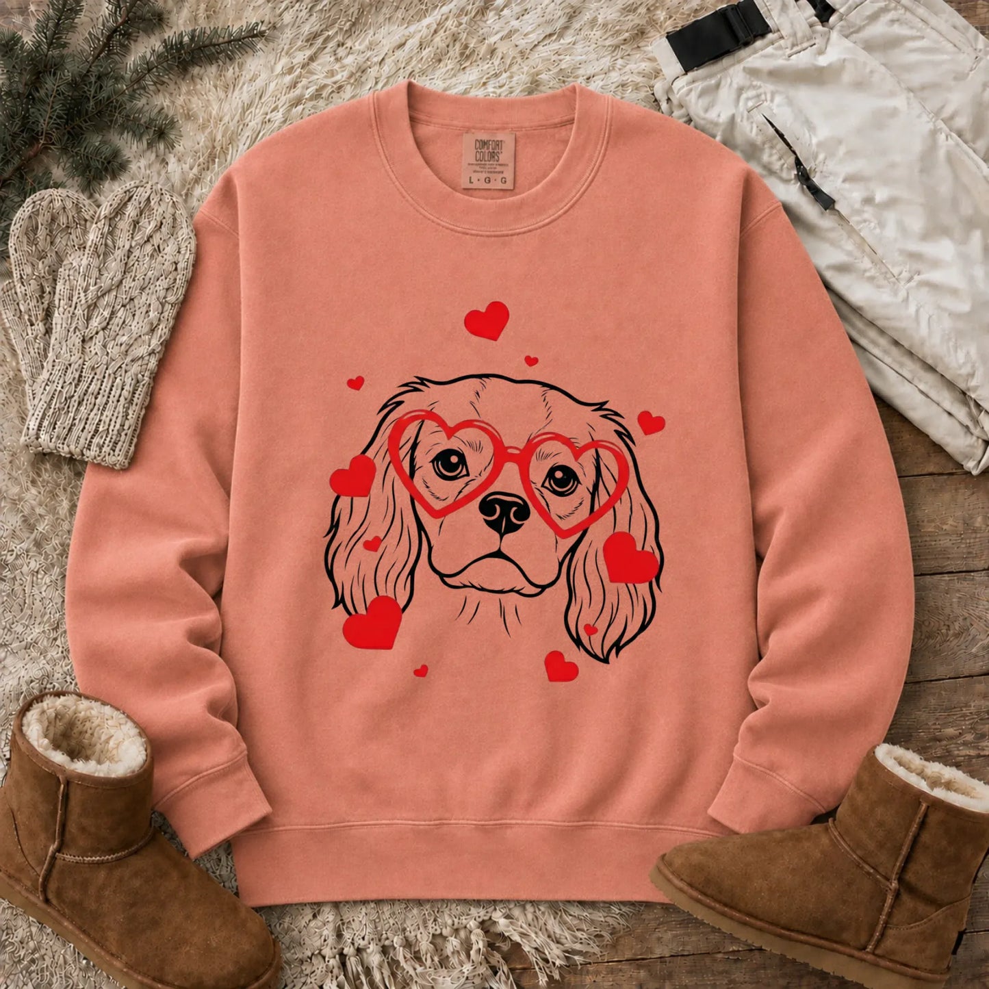 Cavalier Nerdy Love Valentine Unisex Sweatshirt Terracotta