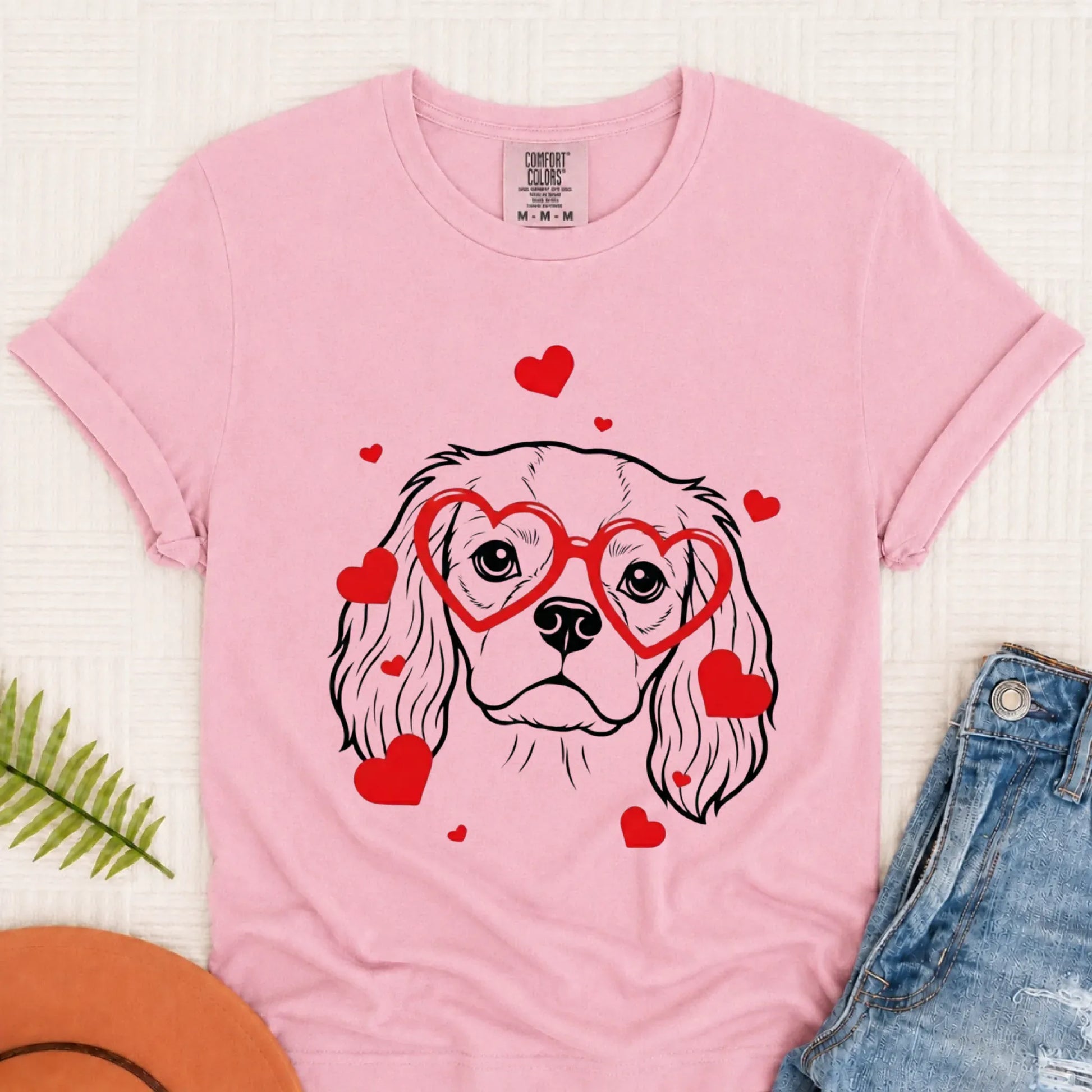 Cavalier Nerdy Love Valentine Unisex Tshirt Blossom