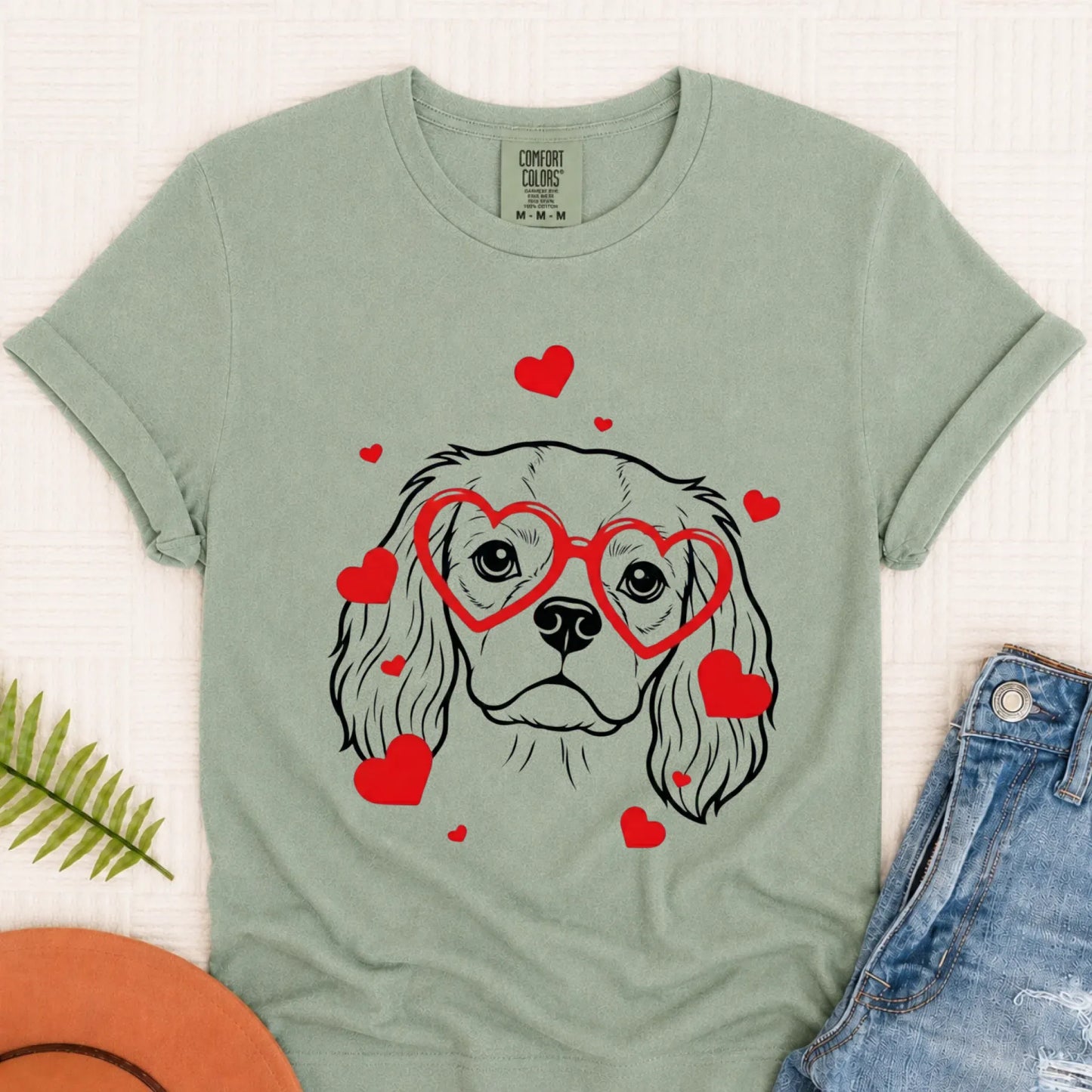 Cavalier Nerdy Love Valentine Unisex Tshirt Bay