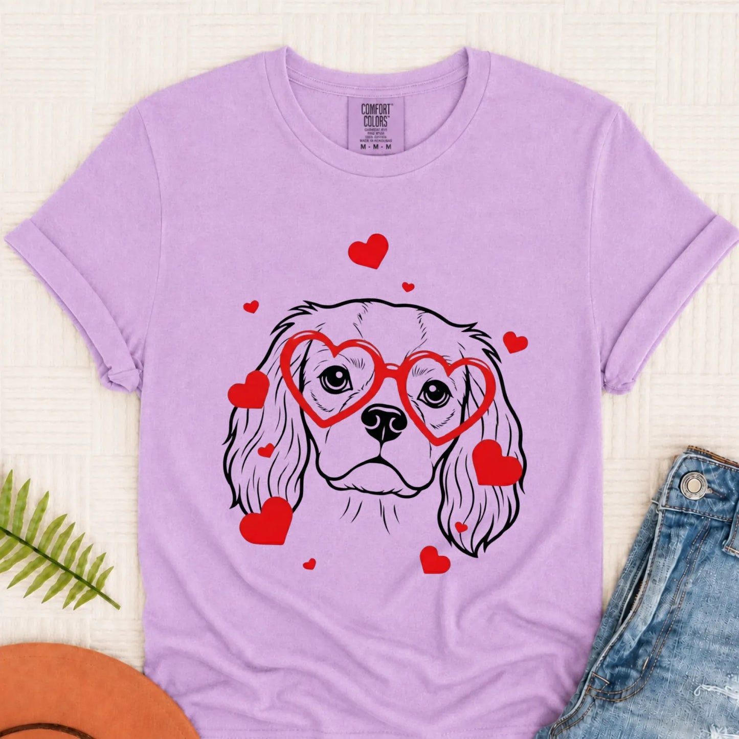 Cavalier Nerdy Love Valentine Unisex Tshirt Orchid