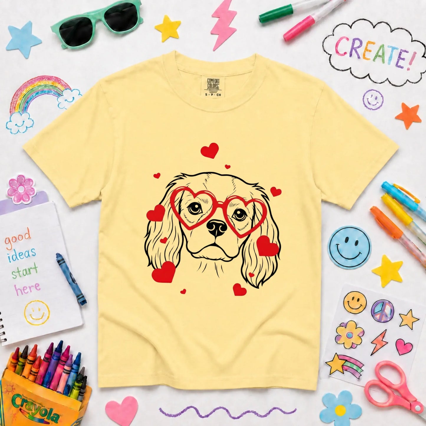 Cavalier Nerdy Love Valentine Unisex Youth TShirt Butter