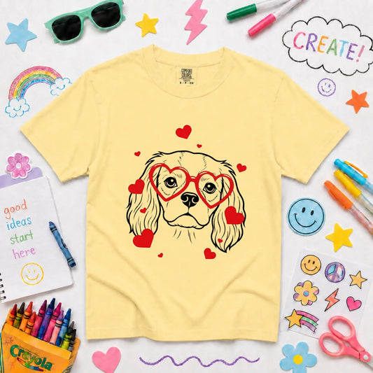 Cavalier Nerdy Love Valentine Unisex Youth TShirt Butter