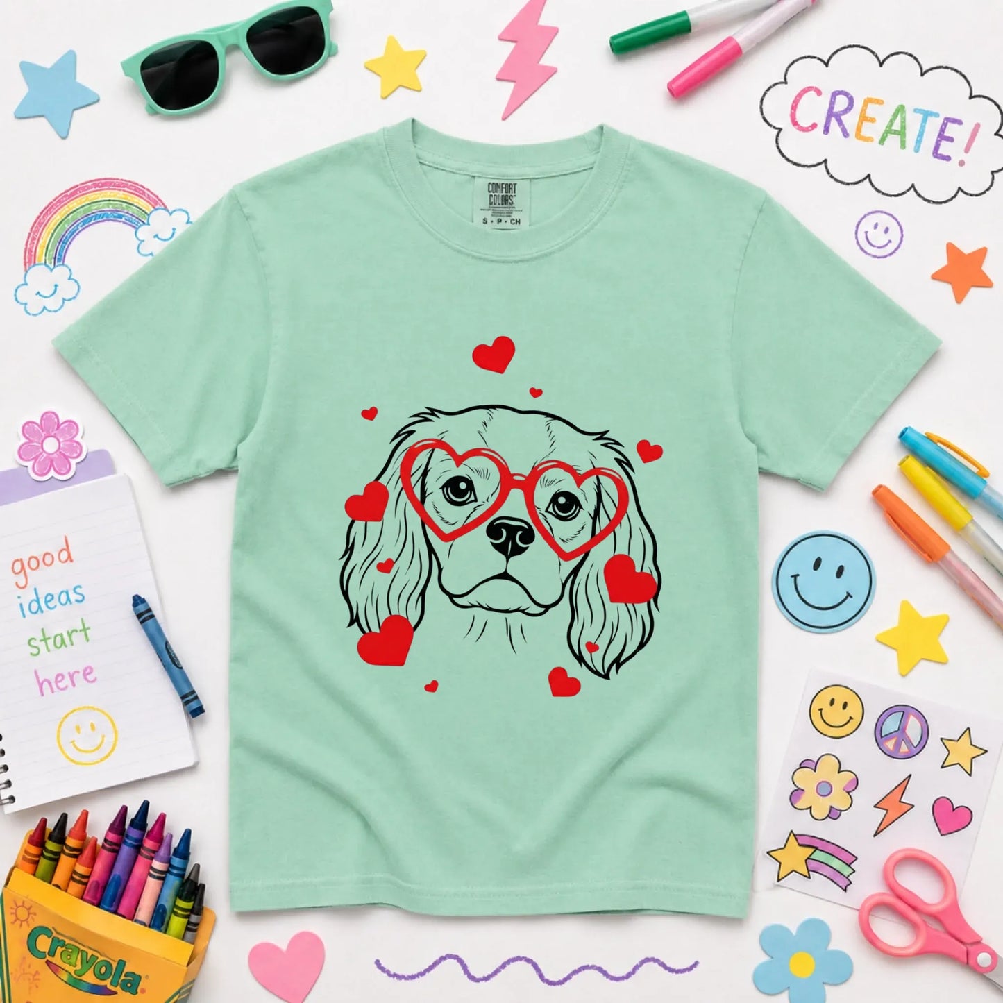 Cavalier Nerdy Love Valentine Unisex Youth TShirt Island Reef