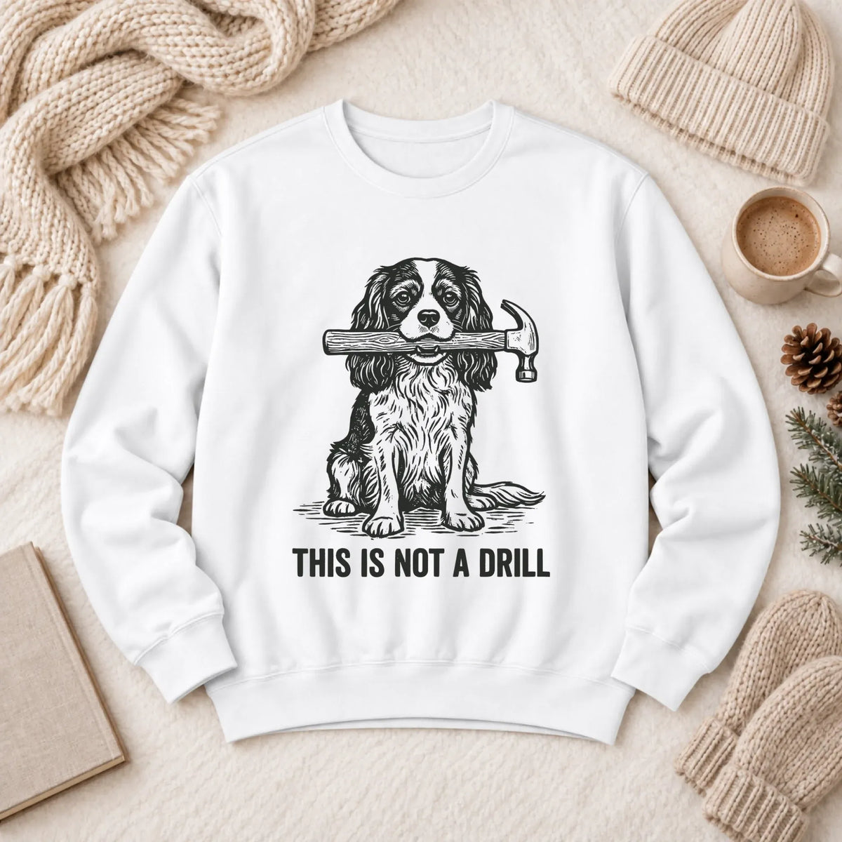 Cavalier Not A Drill Fathers Gift Unisex Sweatshirt White