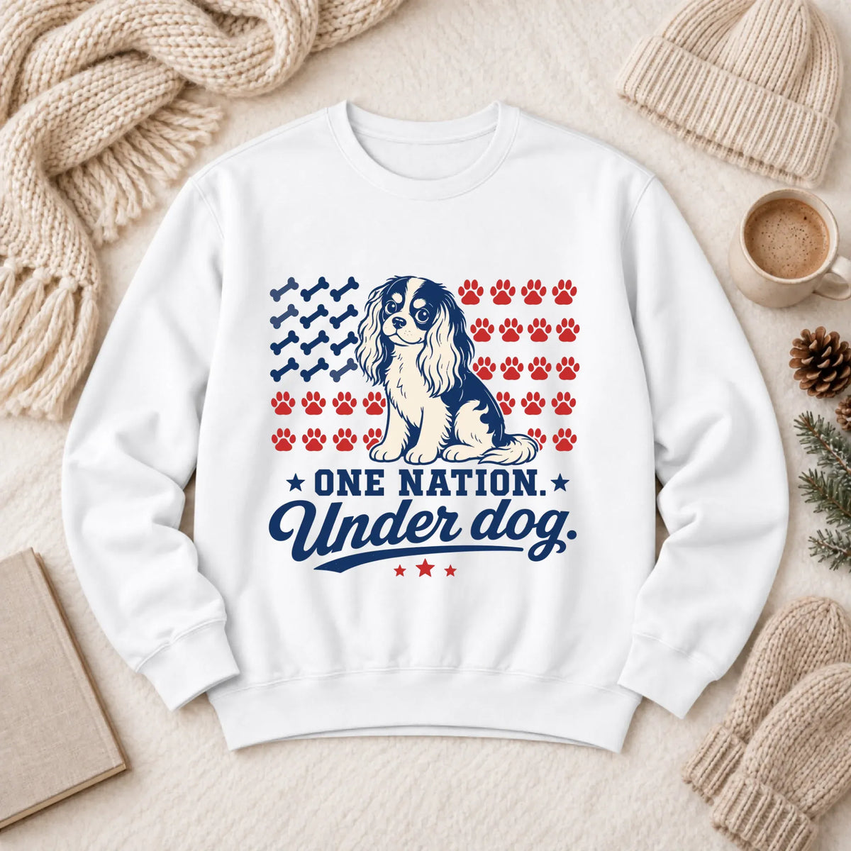 Cavalier One Nation USA Unisex Sweatshirt White
