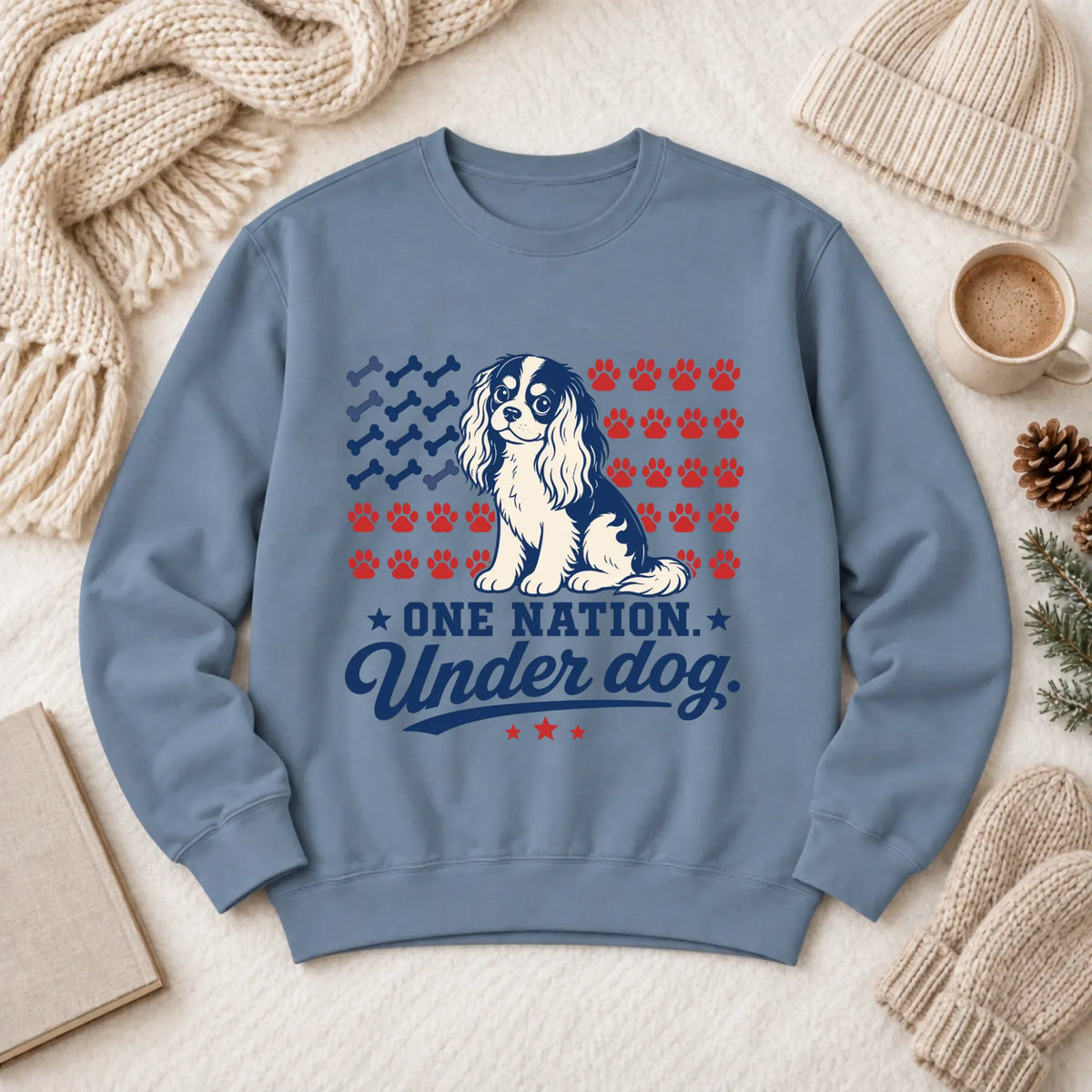 Cavalier One Nation USA Unisex Sweatshirt Blue Jean