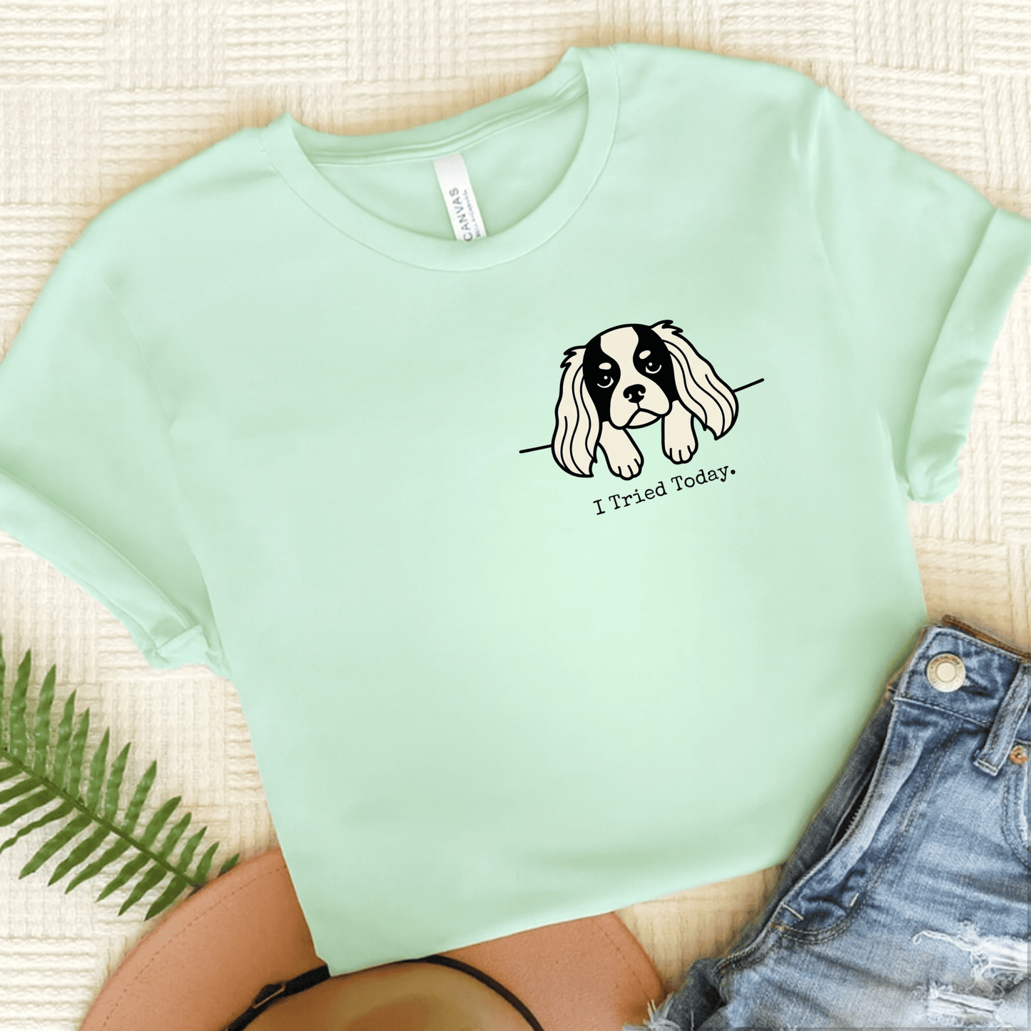 Personalized Cavalier Pocket Tried Unisex Tshirt Heather Mint