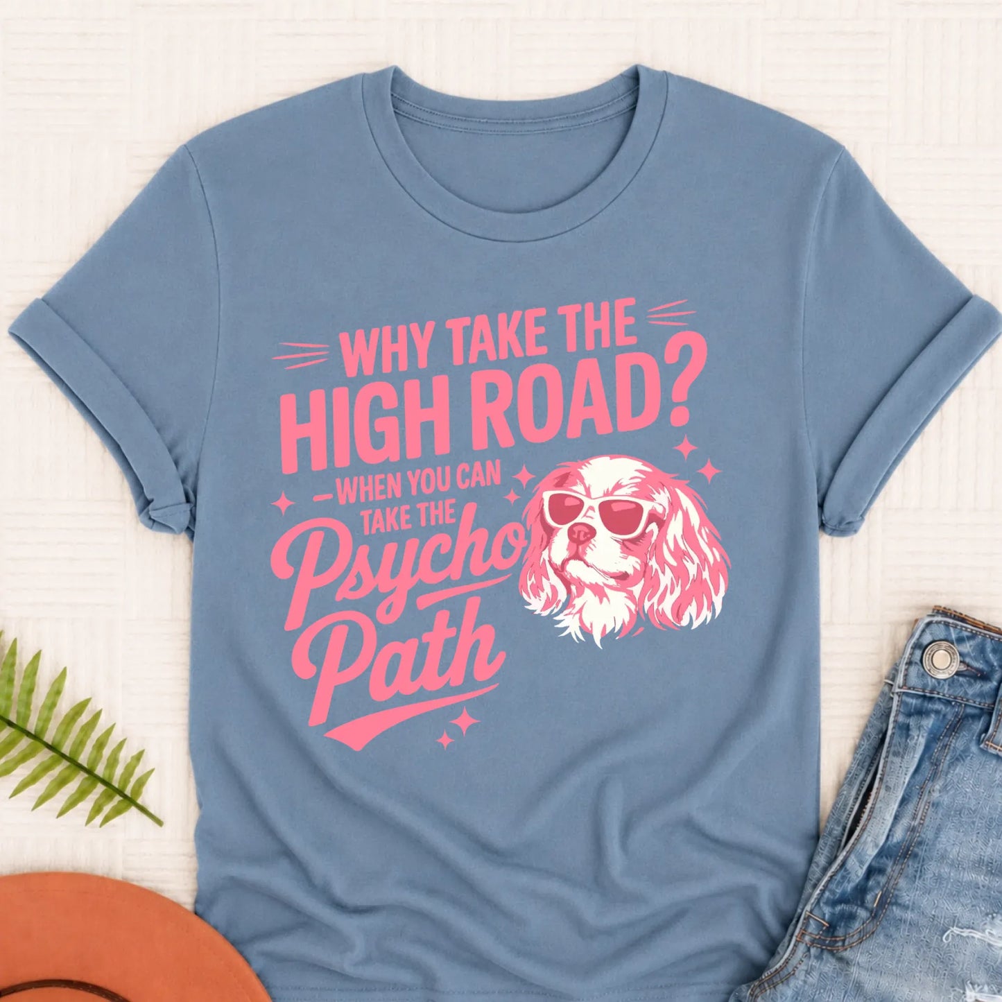 Cavalier Psycho Path Unisex TShirt Blue Jean