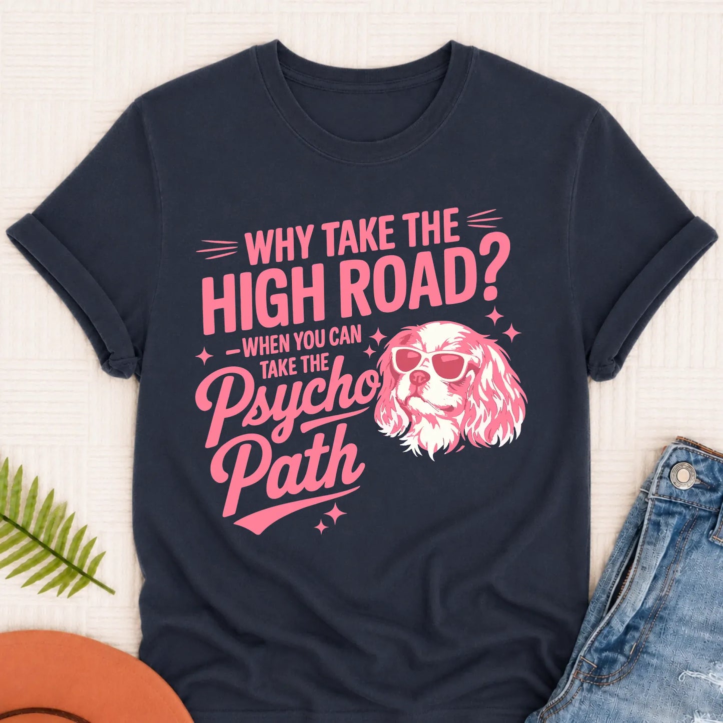 Cavalier Psycho Path Unisex TShirt Navy
