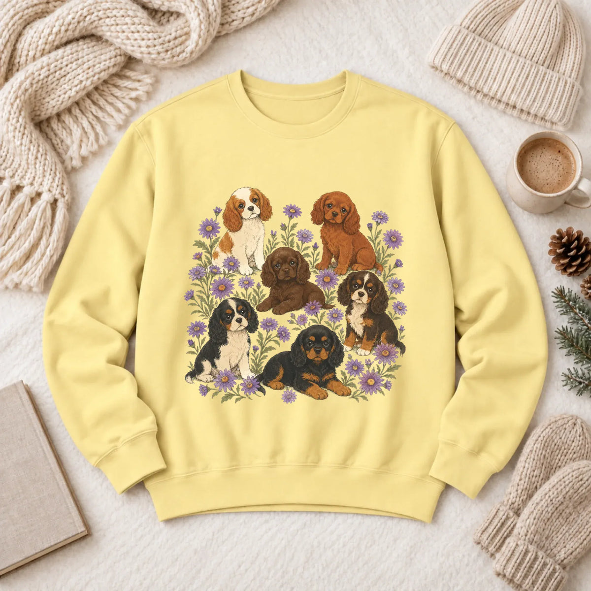 Cavalier Puppies Butterflies Unisex Sweatshirt Butter