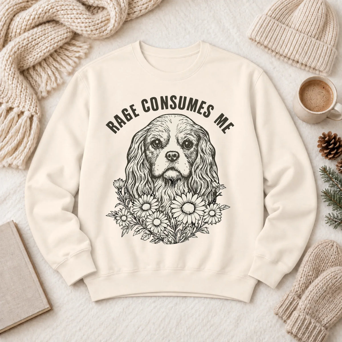 Cavalier Rage Consumes Me Unisex Sweatshirt Ivory