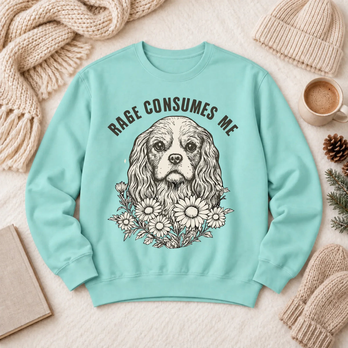 Cavalier Rage Consumes Me Unisex Sweatshirt Chalky Mint