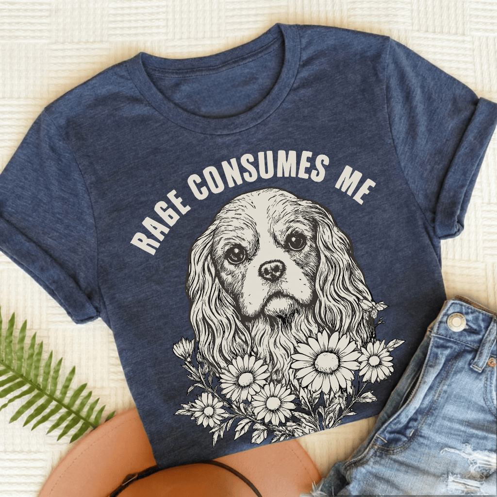 Cavalier Rage Consumes Me Unisex TShirt Heather Navy