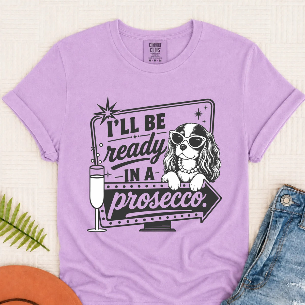 Cavalier Ready In a Prosecco Unisex TShirt Orchid
