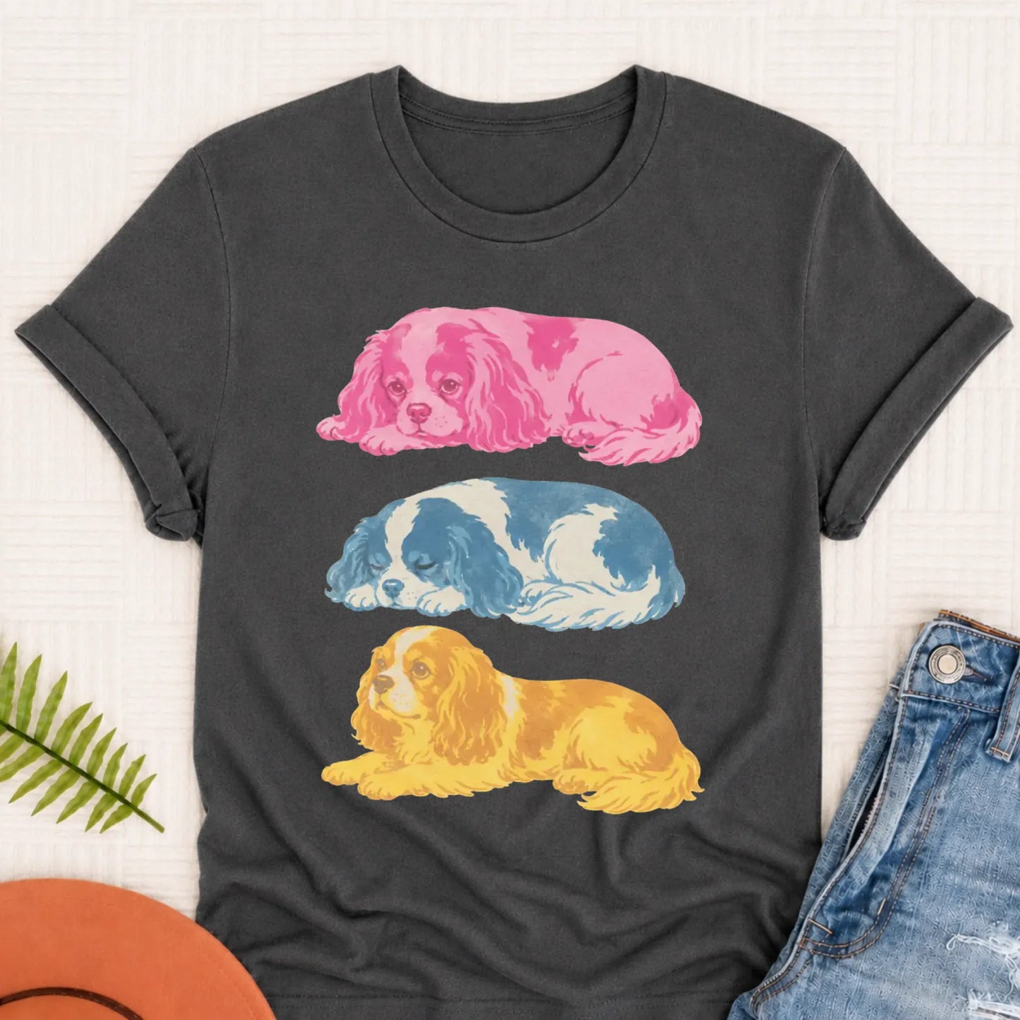 Cavalier Retro Risoprint Style Unisex TShirt Pepper