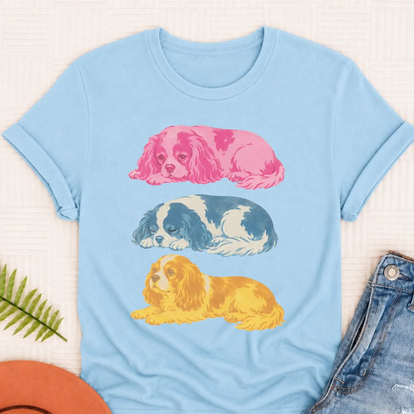 Cavalier Retro Risoprint Style Unisex TShirt Chambray