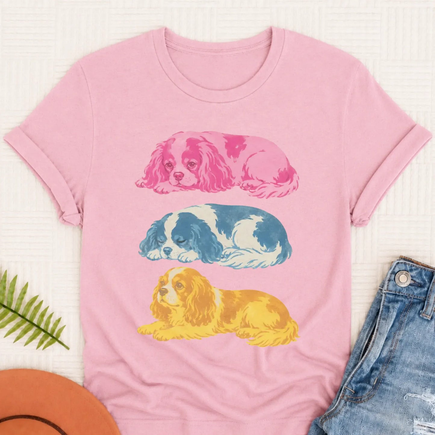 Cavalier Retro Risoprint Style Unisex TShirt Blossom