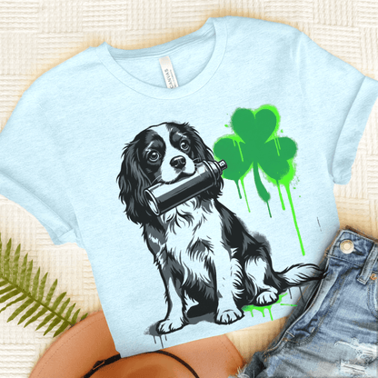Cavalier Shamrock Graffiti Unisex Tshirt Heather Ice Blue