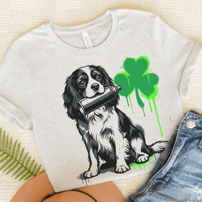 Cavalier Shamrock Graffiti Unisex Tshirt Ash