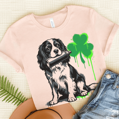 Cavalier Shamrock Graffiti Unisex Tshirt Soft Pink