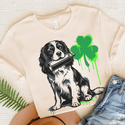 Cavalier Shamrock Graffiti Unisex Tshirt Natural