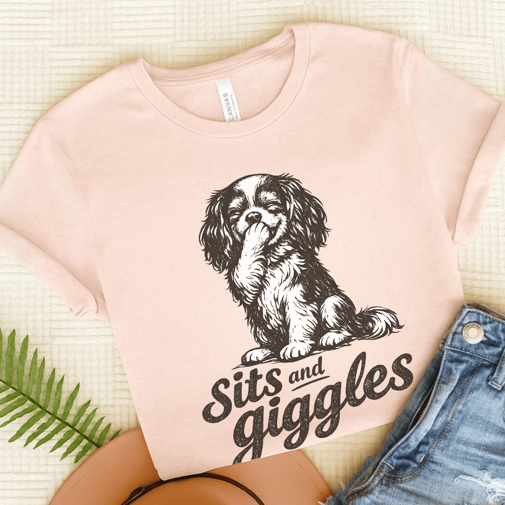 Cavalier Sits and Giggles Unisex TShirt Soft Pink