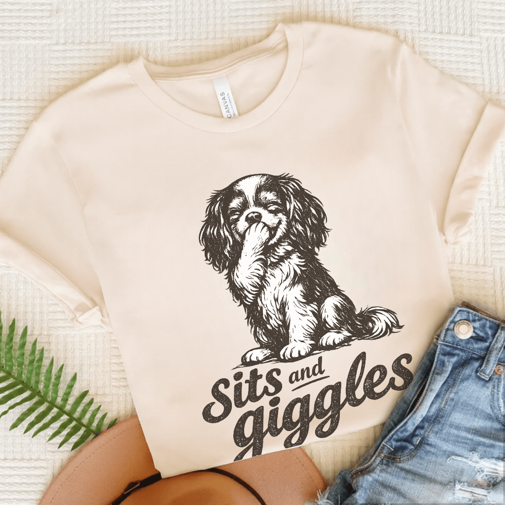 Cavalier Sits and Giggles Unisex TShirt Natural