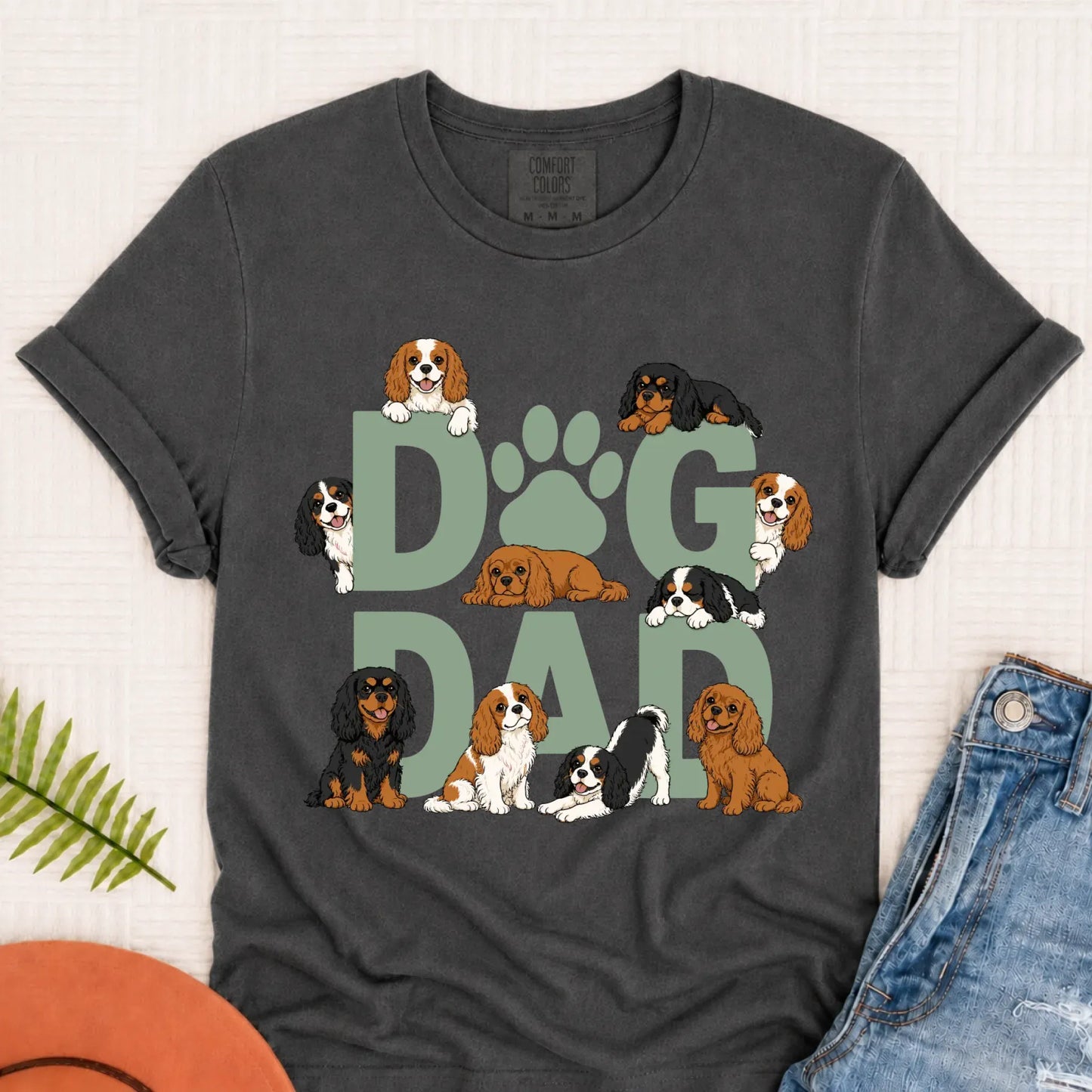Cavalier Spaniel Fathers Day Dog Dad Unisex TShirt Pepper
