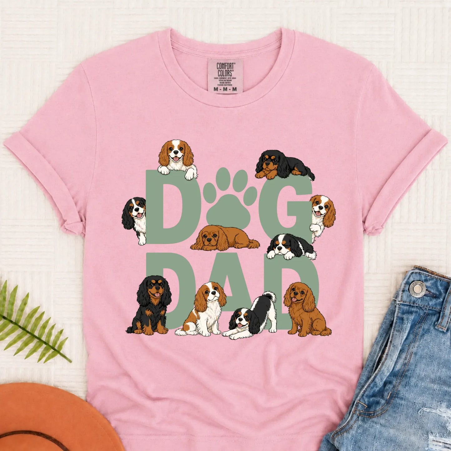 Cavalier Spaniel Fathers Day Dog Dad Unisex TShirt Blossom