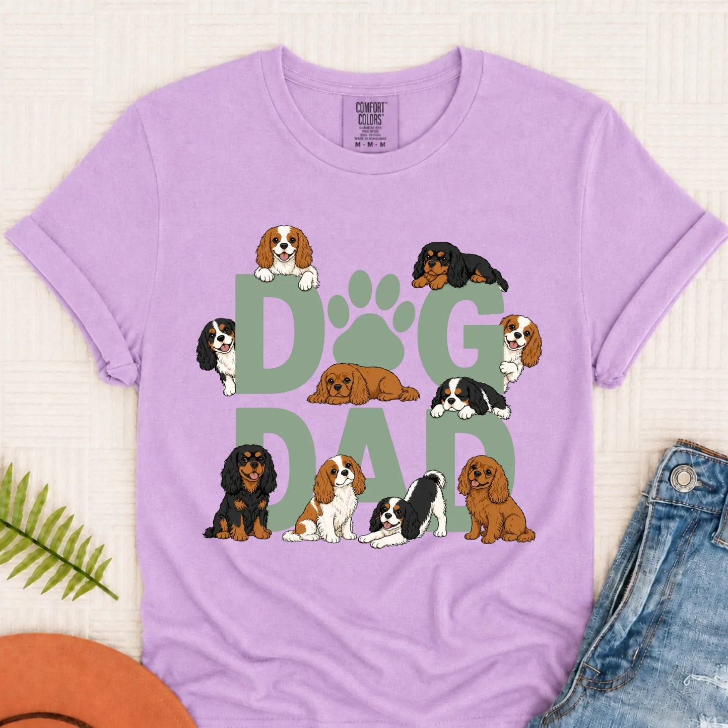 Cavalier Spaniel Fathers Day Dog Dad Unisex TShirt Orchid