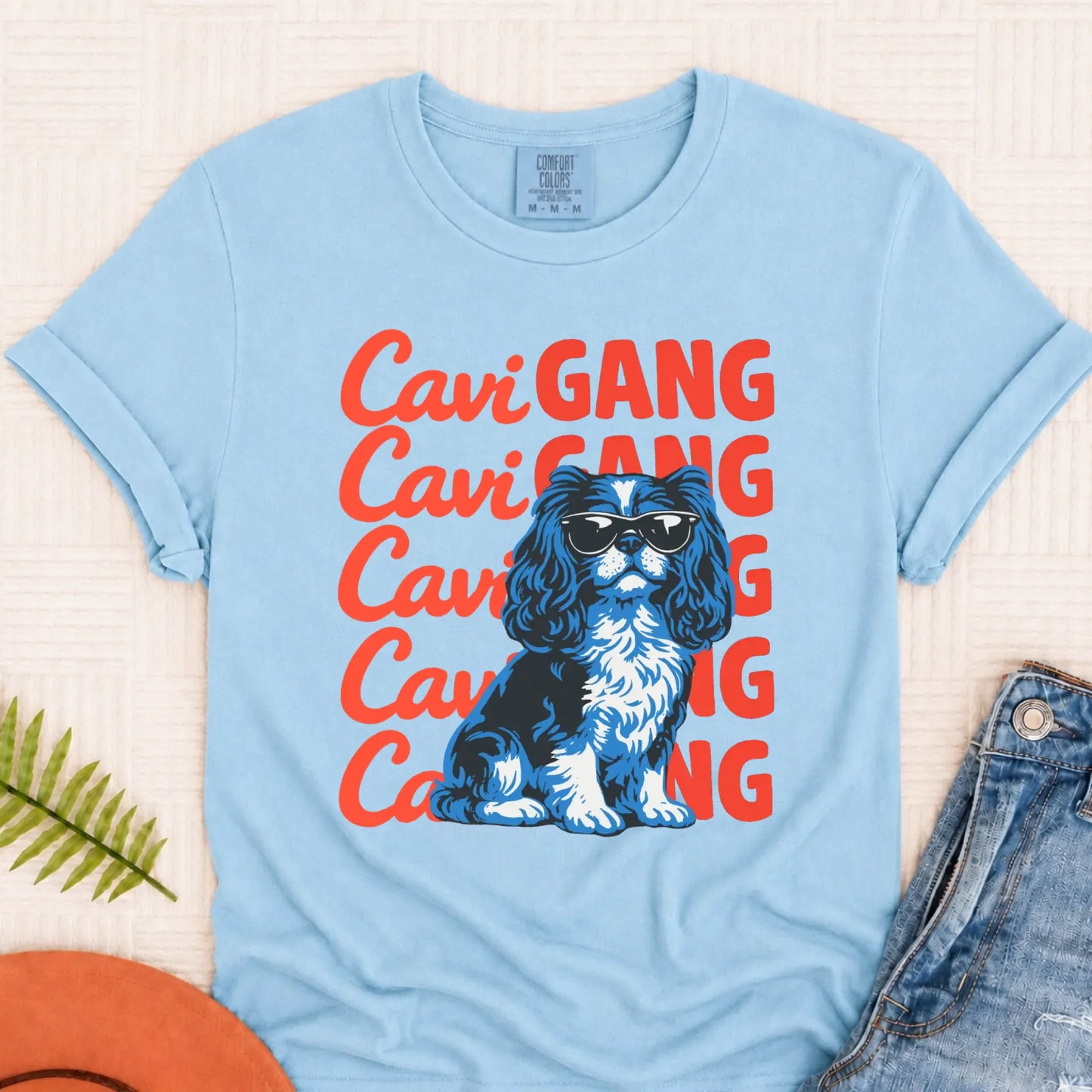 Cavalier Spaniel Gang Meme Unisex TShirt Chambray