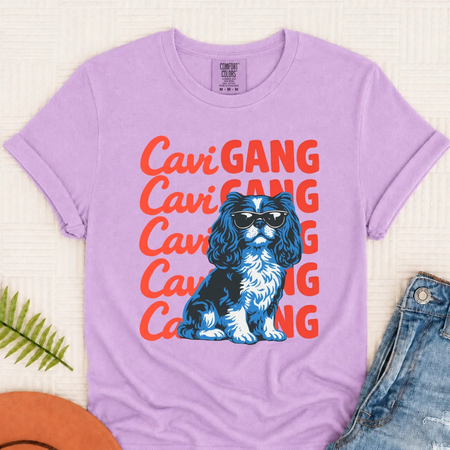 Cavalier Spaniel Gang Meme Unisex TShirt Orchid