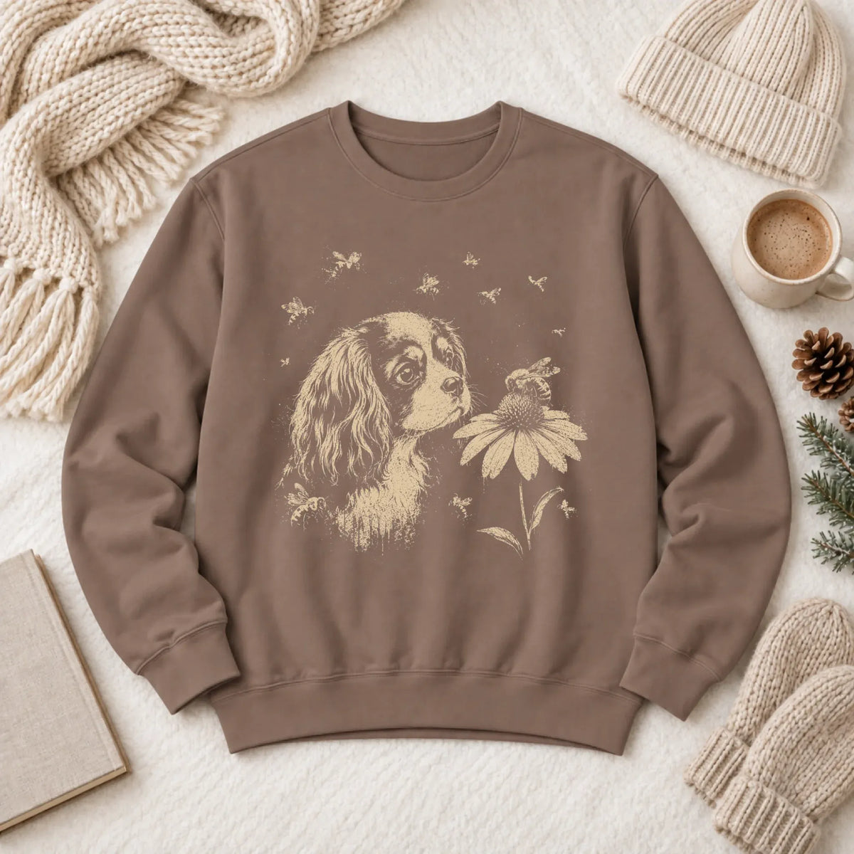 Cavalier Spring Bumble Bee Unisex Sweatshirt Espresso