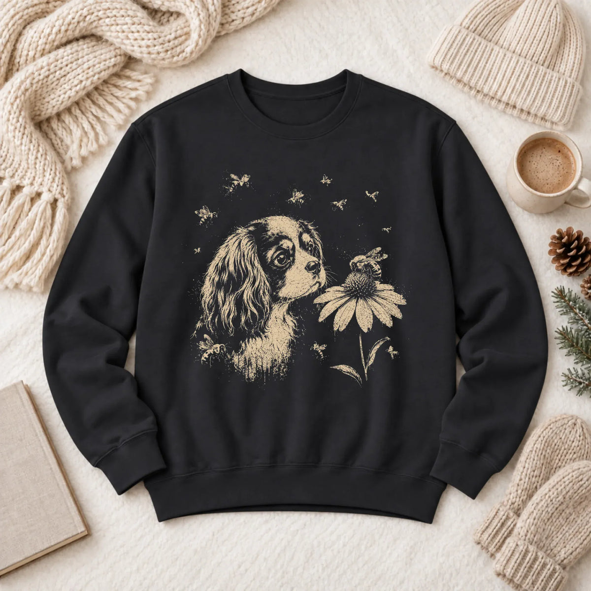 Cavalier Spring Bumble Bee Unisex Sweatshirt Black
