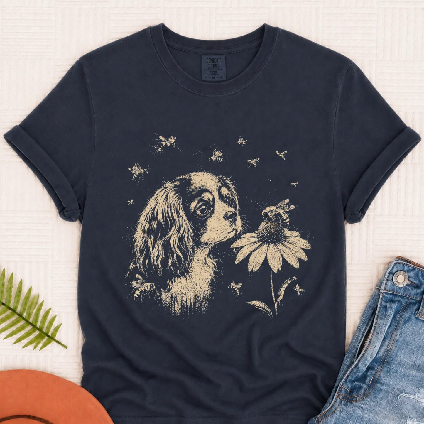 T-Shirt Navy / S Cavalier Spring Bumble Bee Unisex TShirt