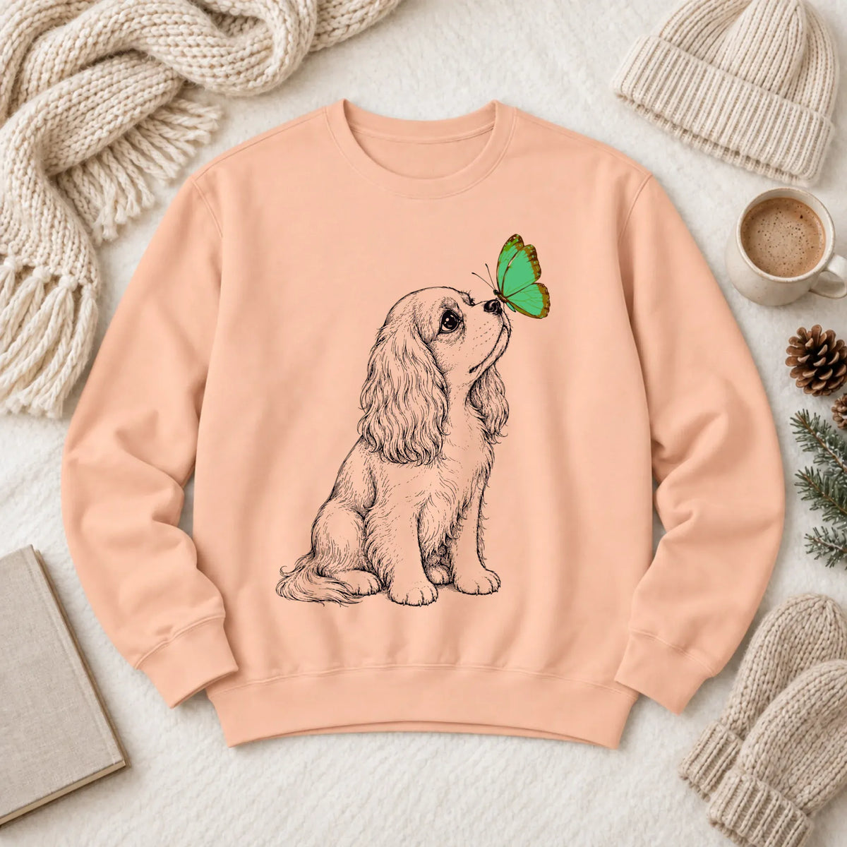 Cavalier Spring Butterfly Unisex Sweatshirt Peachy