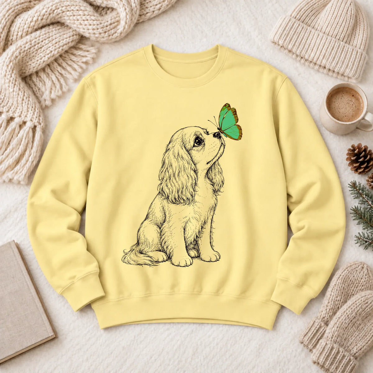Cavalier Spring Butterfly Unisex Sweatshirt Butter