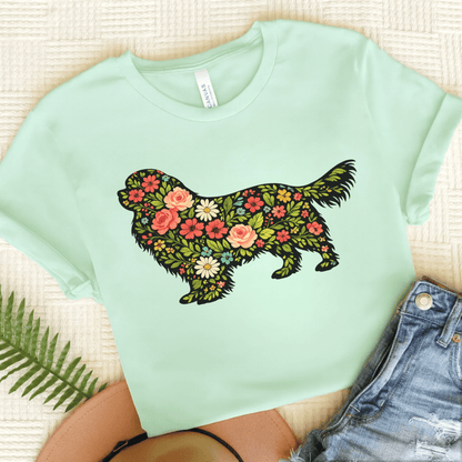 Cavalier Spring Floral Silhouette Unisex TShirt Heather Mint