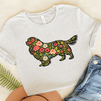 Cavalier Spring Floral Silhouette Unisex TShirt Ash