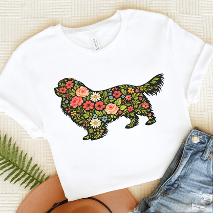 Cavalier Spring Floral Silhouette Unisex TShirt White
