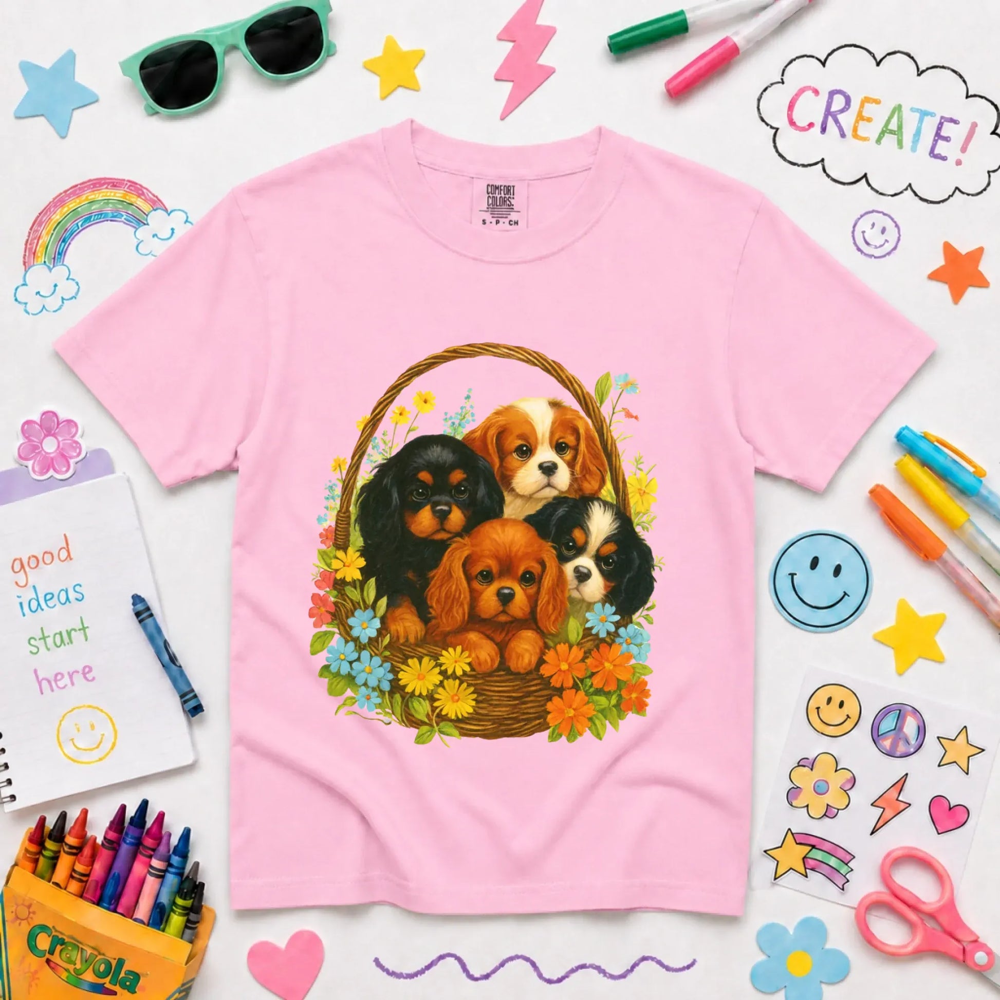 Youth Tshirt Blossom / XS Cavalier Spring Puppy Basket YOUTH Unisex TShirt