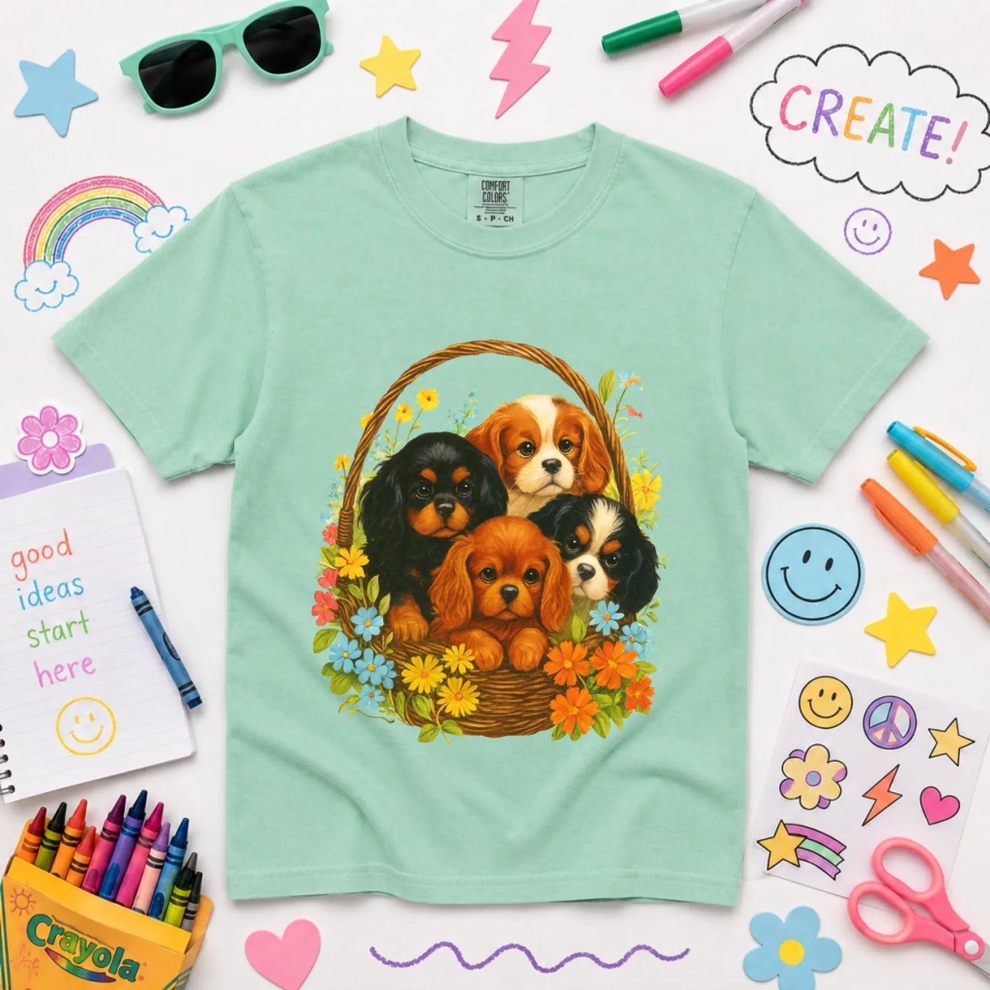 Youth Tshirt Island Reef / XS Cavalier Spring Puppy Basket YOUTH Unisex TShirt