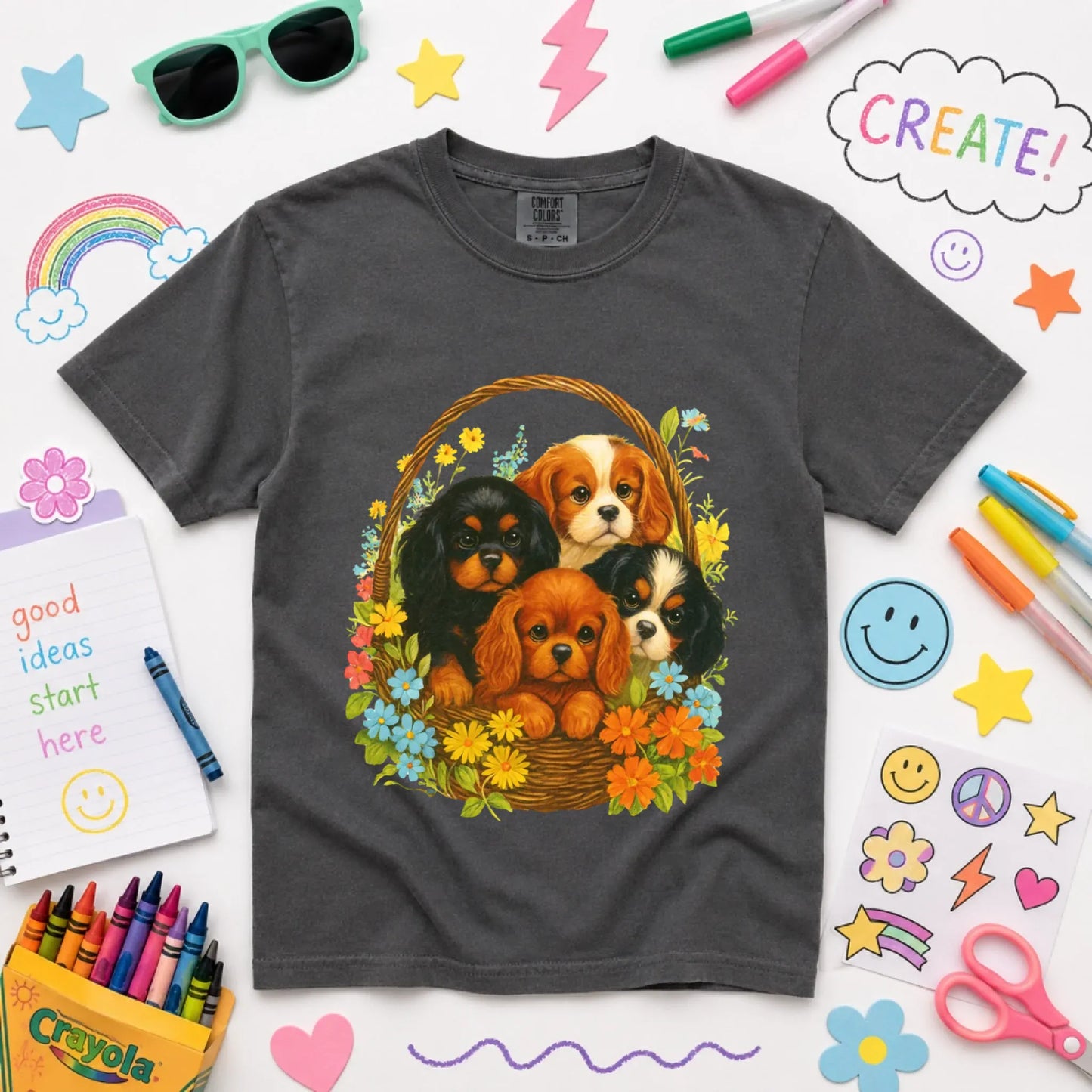 Youth Tshirt Pepper / XS Cavalier Spring Puppy Basket YOUTH Unisex TShirt